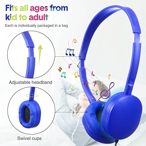 Elevate Classroom Engagement with Konohan Kids Headphones – Bulk 18-Pack Adjustable Wired Earphones for Students, Teens, and Adults, Offering Universal 3.5 mm Compatibility and Superior Sound Quality – Durable and Comfortable for All Learning Environments