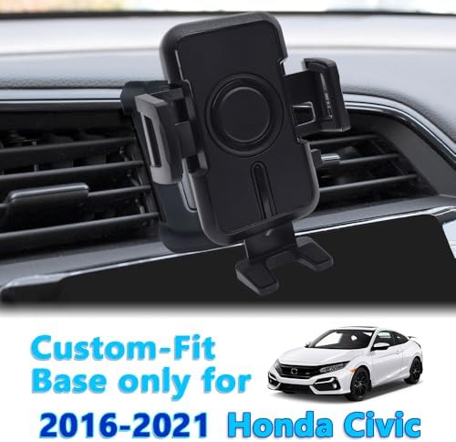 WAAPAK Enhanced Car Phone Holder for 2016-2021 Honda Civic – Adjustable Smartphone Mount with 360-Degree Rotation for Optimal Navigation & Hands-Free Use – Sturdy, Easy Installation, Perfect for Thick Cases & Seamless Interior Integration