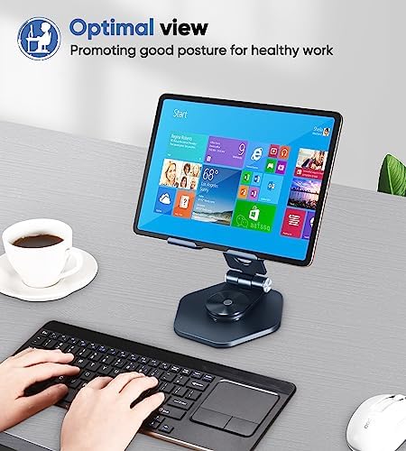 Premium 360° Swivel Tablet Stand for Desk – Adjustable Aluminum i Pad Holder with Rotating Base, Foldable Design for i Pad Pro (12.9/11/10.5/9.7) & All Tablets – Ultimate Comfort & Versatility in Grey Color