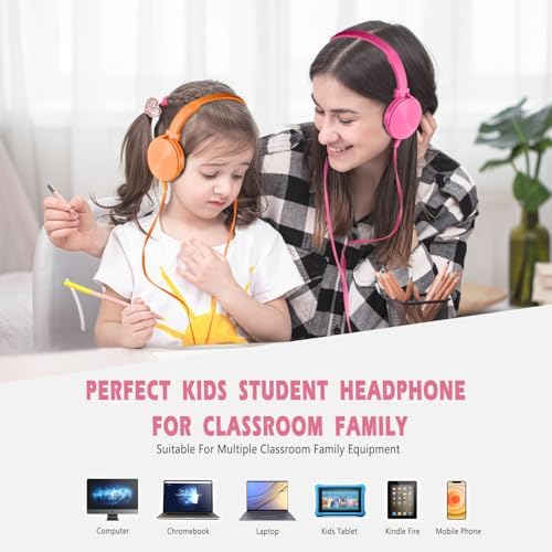 Exceptional Wireless Comfort for Learning – 2 Pack Kids Headphones with Soft Swivel Ear Pads for Engaging Online Education, Stylish Light Blue & Purple On-Ear Designs Ideal for School Use and Virtual Classrooms, Durable Wired Connectivity for Laptops and Meetings