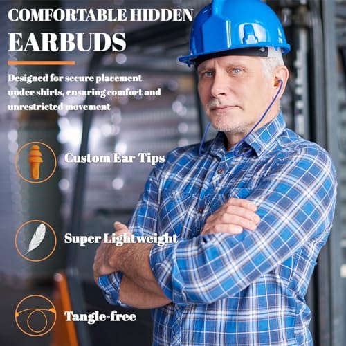 Professional Bluetooth Earplug Headphones with Neckband – 20-Hour Long-Lasting Sweatproof Wireless Earbuds for Construction and Workplace Safety – Superior Noise Reduction, Integrated Mic & User-Friendly Controls for Effortless Connectivity – Perfect for High-Noise Environments