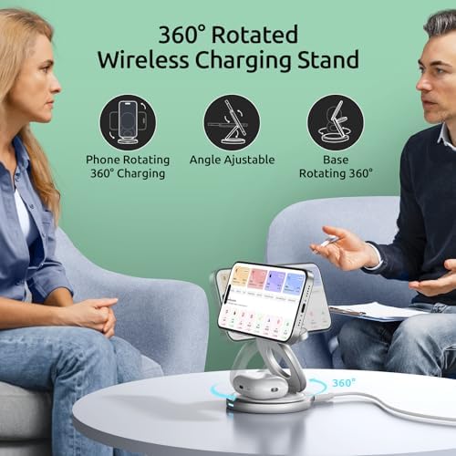 Revolutionize Your Charging Routine with the Ridcanpt 3-in-1 Wireless Charger – Foldable Magnetic Dock for Apple Devices, Perfect Travel Companion for i Phone 15/14/13/12 Pro Max Plus, Apple Watch, and Air Pods – Fast Charging, Space-Saving Design for Effortless Portability and Enhanced Compatibility