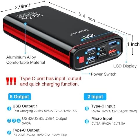 Smile Powo 26800 m Ah Fast Charging Power Bank | PD 22.5 W with LCD Display for i Phone, Samsung Galaxy, Google Pixel | Ultra-Portable Charger for Quick Device Recharge | Enhanced Compatibility for Smartphones & Tablets