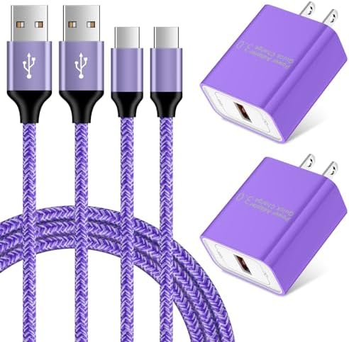 Rapid 18 W Quick Charge 3.0 Wall Charger for LG Devices – Ultra-Fast USB C Charging Solution with Two 6 FT Cables for Stylo, V, G Series, and Velvet – Compact, Safe, and Perfect for On-the-Go Power Needs