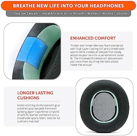 Experience Ultimate Comfort with WC Freeze Nova Pro Wireless Cooling Gel Earpads for Arctis Nova Pro – Exclusive 90’s Black Design, Enhanced Durability & Sound Isolation, Tailored Fit for Gamers Seeking Maximum Performance and Prolonged Play Sessions