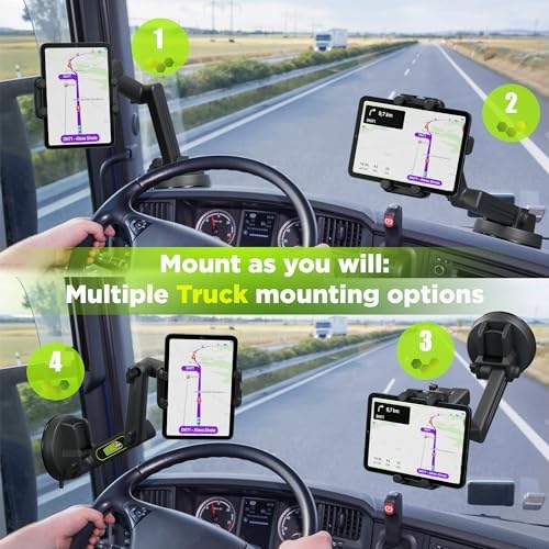 Heavy-Duty Tablet Holder for Trucks – Super Suction Cup Mount with 16.7-Inch Adjustable Arm for i Pad & Tablet Dashboard, Windshield, and Window Use – Secure Hands-Free Solution for Semi-Truck Drivers – Enhanced Stability and Compatibility for All Devices
