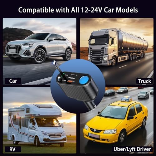 OHLPRO 168 W Retractable Car Charger Adapter – 5-in-1 Fast Charging Solution with Universal USB-C & USB i Ports, Built-in Replaceable Fuse for Enhanced Safety, Ideal for Smartphones, Tablets, GPS & More – Compact Design for Effortless Storage and Convenience