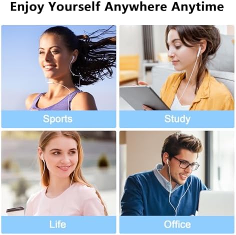 High-Fidelity Wired Earbuds for i Phone – 2-Pack with Advanced Noise Cancellation & Built-In Microphone – Perfectly Compatible with i Phone 14, 13, 12, 11 Pro Max, XS, XR, X, 8, 7 – Ergonomically Crafted for All-Day Comfort & Superior Audio Clarity – Ideal for Music Lovers and Gamers Seeking Exceptional Sound Quality