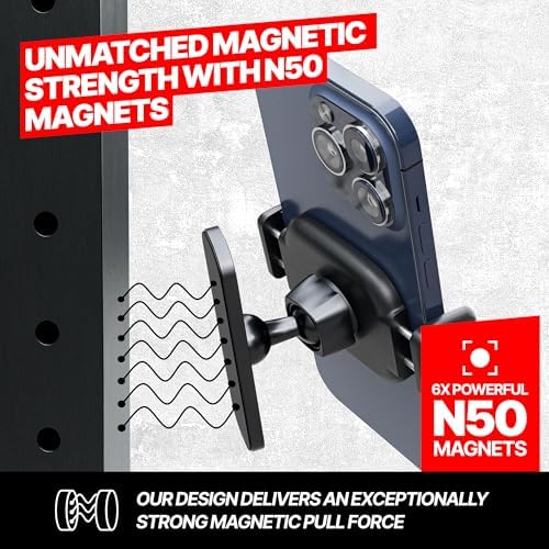 Magnetic Phone Holder for Gym – Essential Gym Rats Stuff – Magnetic Tripod for iPhone and Magnet Phone Mount- Home Workout Accessories and Gear – Enhanced Compatibility and Speed