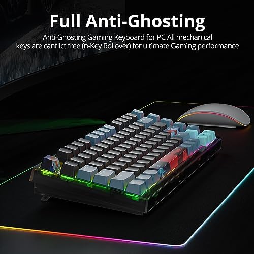 Transform Your Gaming Setup with the 75% Monster B Wired Mechanical Keyboard – 82 Keys, Gasket Mount Design, Hot-Swappable White Switches, RGB Lighting, Programmable Features for Mac/Windows – Unmatched Speed and Comfort for Gamers and Professionals