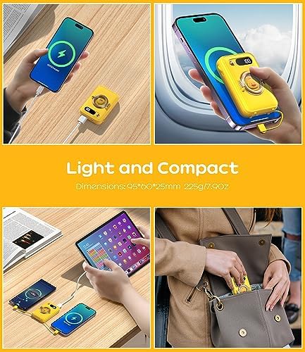 Ultra-Compact 10000 m Ah Fast Charging Power Bank with Built-in Cables and LED Display – Cute, Lightweight Design for i Phone, Samsung, and Tablets – Perfect Travel Companion for Effortless Power On-the-Go