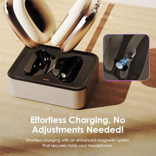 Magnetic Headphone Charging Station for Air Pods Max (2020/2024) – Dual Lightning & Type-C Connector Dock for Enhanced Compatibility and Quick Power-Up – Stylish Starlight Design for Home or Office Use