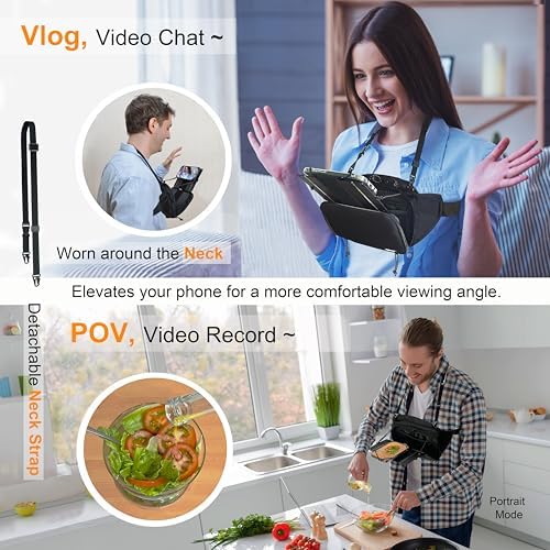 Ultimate Multi-Functional Neck Mount & Waist Bag for i Phone 16 Pro Max, 15, 14 – Adjustable Hands-Free Phone Holder for Seamless Streaming, Vlogging, and Outdoor Adventures – Lightweight, Durable Design for Effortless Connectivity on the Go