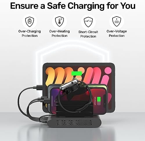 Unitek Quick Charge 3.0 Multi USB Charging Station – 10-Port Fast Charger for i Phone, i Pad, Tablets, and Kindles – UL Certified Safety with Sleek Black Design for Home and Office Use – Enhance Device Lifespan and Efficiency