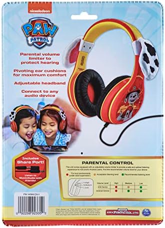 Paw Patrol Marshall Kids Wired Headphones – Safe Volume Limiting Earphones for Young Listeners, Perfect for School, Home, and Travel – Comfort-Driven Design with Adjustable Headband and Plush Ear Cushions for Extended Use