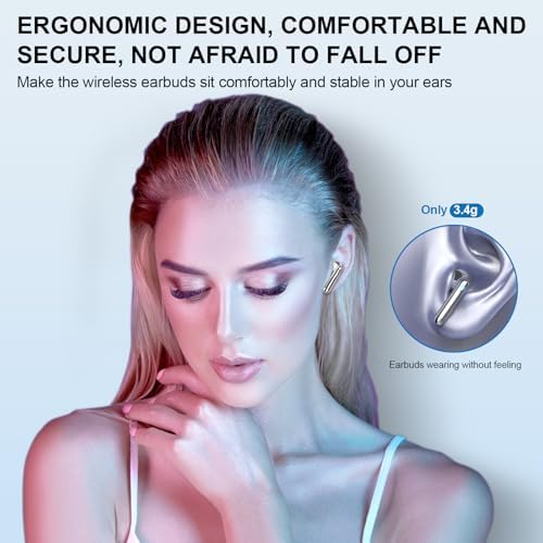 Kicoeon Premium Wireless Earbuds – 48-Hour Uninterrupted Playtime, Advanced IPX7 Waterproof Rating, Next-Gen Bluetooth 5.4 for Seamless Connectivity, Enhanced Call Clarity with Quad Microphone System, Elegant Beige Design Tailored for Active Lifestyles, Fully Compatible with Android & i OS Devices