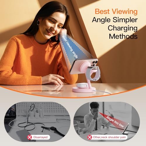 2025 US Edition 3-in-1 Wireless Charging Station for Apple: High-Speed 15 W Mag-Safe Charger Dock for i Phone 16/15/14/13/12, Air Pods, and Apple Watch – Superior Compatibility and Fast Charging Solution