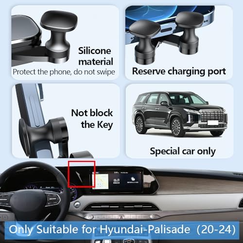 Hyundai Palisade 2020-2025 Premium 360-Degree Rotating Phone Holder Mount – Secure Auto Lock Smartphone Bracket for Effortless Navigation and Stylish Interior Integration – Perfectly Fits All Mobile Devices