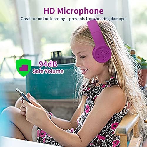 Light Blue Kids Bluetooth Headphones – Safe 93 d B Volume Limitation for Ear Protection – Foldable & Travel-Friendly Design – Built-in Microphone for Hands-Free Calls – Comfortable Wireless Headphones for Toddlers and Children – Perfect for School, Home, and Fun Activities
