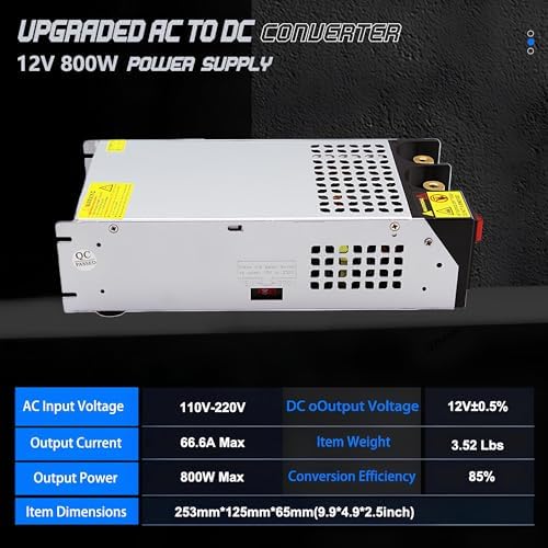 High-Performance 12 V 50 A AC to DC Power Supply – 600 W Universal Switching Converter for LED Strip Lights, CCTV Systems & RV Applications – Enhanced Safety Features & 110 V/220 V Compatibility for Reliable Power Delivery