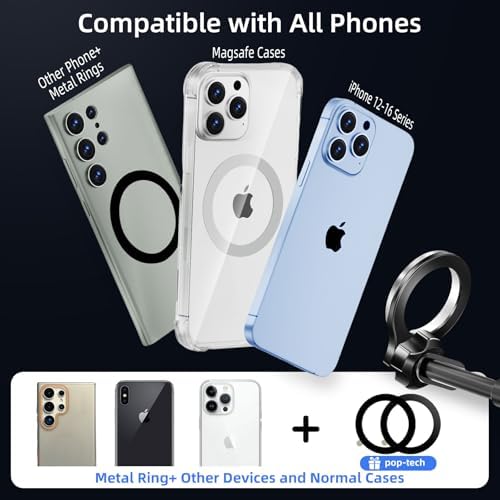 Premium Magnetic Phone Holder for Car – Pop-Tech Mag Safe Mount in Aviation-Grade Aluminum for i Phone 16 Series – Strong Grip & Versatile Dashboard/Windshield Fit – Effortless One-Handed Operation for Safe Driving