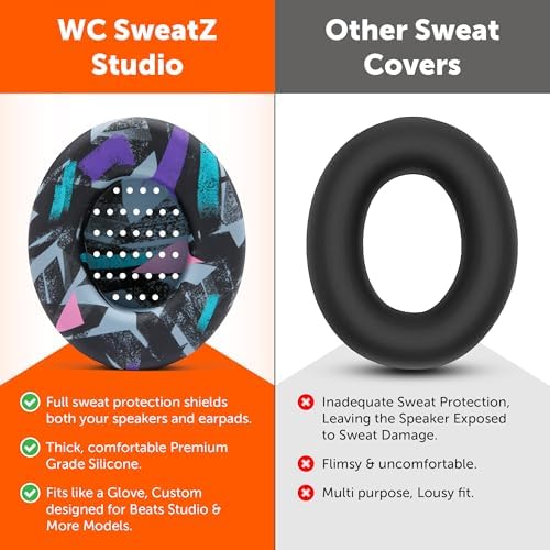 Upgrade Your Beats: WC Sweat Z Studio Earpad Covers for Studio 2 & 3 | Revolutionary Sweatproof Design, Effortlessly Washable, Perfect Fit | Unmatched Protection for Headphones & Enhanced Comfort