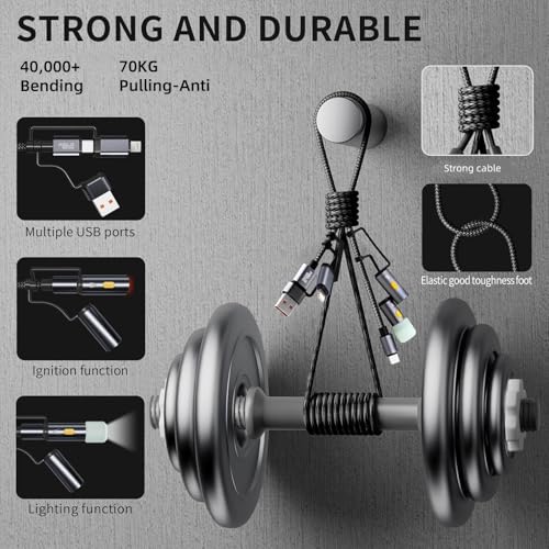 6-in-1 240W Multi USB C Cable with LED Lighting Ignition,USB-C Charging Cable Lightning Cable,Reverse Charging with USB-A Ports,Fast Charging Compatible for iPhone 16 Pro Max/Pad/Phones/Tablets/Laptop – Enhanced Compatibility and Speed