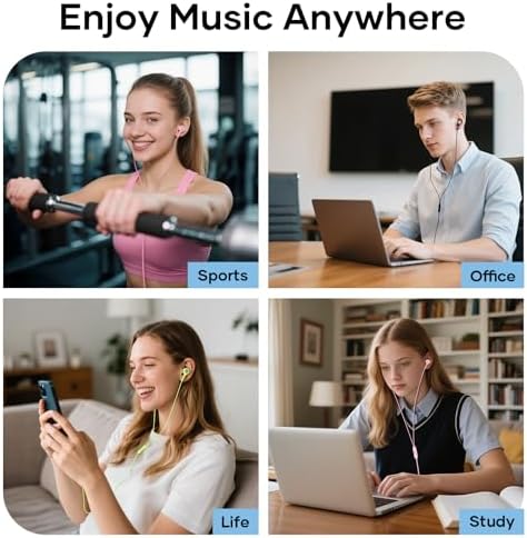 Premium Wired Earbuds with Microphone – 5 Pack of Heavy Bass In-Ear Headphones for Superior Sound Quality, Ideal for i Pad, Laptops, MP3 Players & Android Smartphones – Universal 3.5 mm Jack Compatibility, Ergonomic Design, Perfect for Music, Calls, and Video Enjoyment
