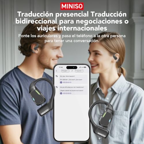 MINISO M98 Bluetooth 5.4 Open Ear Translation Earbuds – Advanced Real-Time Language Translator with 135 Languages, Waterproof Features, and LED Battery Indicator for Effortless Communication While Traveling, Working, or Exercising