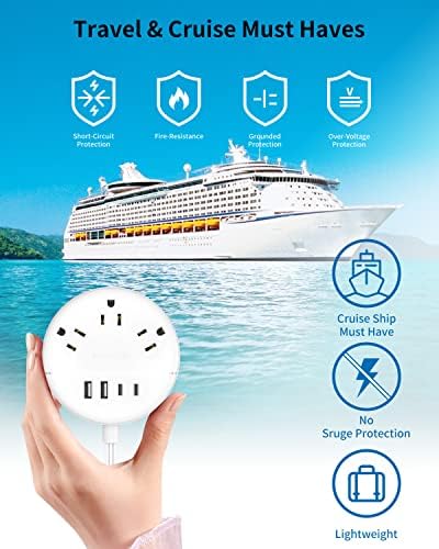 NTONPOWER 10 FT 2 Prong to 3 Prong Power Strip with 4 USB Ports – Wall-Mountable Non-Grounded Outlet Adapter for Enhanced Device Charging and Flexible Placement in Older Homes – 180° Non-Polarized Design for Maximum Convenience and Safety