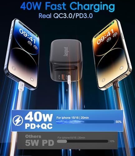 40 W Retractable Dual USB Fast Charger Hub: 3-in-1 Compact Charging Solution for i Phone 16/15, Galaxy S23/S22, LG & Pixel – Travel-Ready Power Adapter with Quick Charge Functionality and Universal Device Compatibility