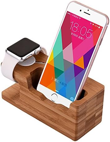 Premium Bamboo Multi-Device Charging Dock: AICase Elegant Wooden Nightstand Organizer for Smartphones, Tablets & Smartwatches – Stylish & Durable Solution Ideal for Home and Office Decluttering