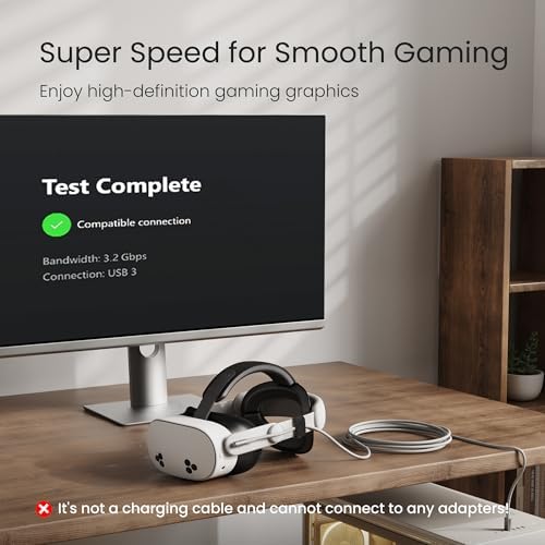 Unleash Your VR Potential with the KIWI Design 16 FT Link Cable for Oculus Quest 3 – High-Speed USB 3.0, 5 Gbps Data Transfer, Durable Build for Seamless Gameplay and Ultimate Freedom of Movement