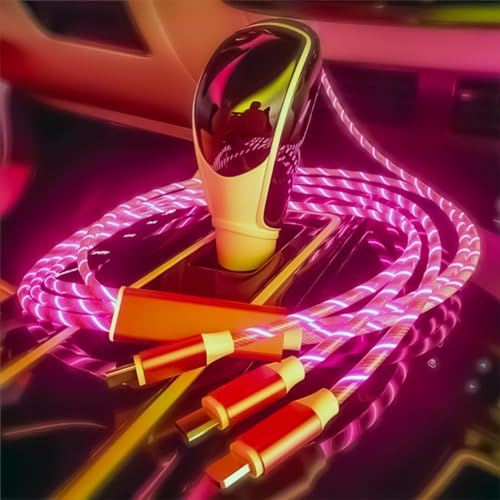 Transform Your Charging Routine with the 6-Foot 3-in-1 LED Charging Cable – Fast Charge & Data Transfer for Micro USB, Lightning, and USB-C Devices – Eye-Catching Glowing Design, Durable Construction Perfect for Home, Office, and Travel Use