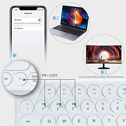 UBOTIE Wireless Colorful Slim Bluetooth Keyboard – Portable 78-Key Compact Design with Silent Scissor Switches and Elegant Round Keycaps for Tablets, Laptops, and Smartphones – Ultimate Typing Comfort and Style