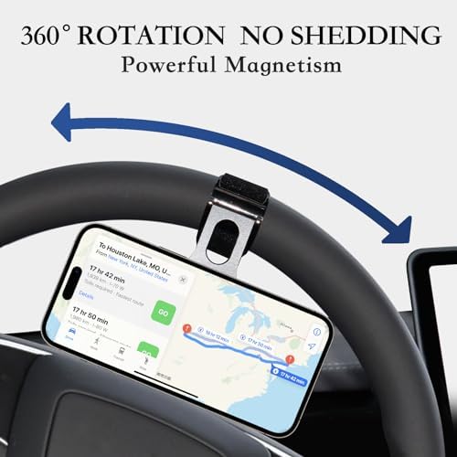 Premium Magnetic Phone Holder for Tesla – Effortless Steering Wheel Mount Compatible with Mag Safe & Universal Devices – Enhanced Stability with Magnetic Ring – Ideal for Safe Driving Navigation & Hands-Free Calls – Perfect for i Phone, Samsung & All Smartphones – Essential Tesla Accessory for Modern Drivers