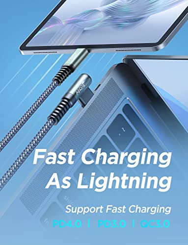 Optimize your charging setup with the AINOPE 240 W USB C to USB C Cable, a 6-foot powerhouse engineered for ultimate speed and flexibility. Featuring a right-angle connector, this fast charging cable is perfect for gaming or multitasking without the clutter of tangled cords. Compatible with the latest devices, including i Phone 16 Pro Max, i Phone 15, Mac Book Air/Pro, i Pad Pro, Samsung Galaxy, and Pixel, it delivers an impressive 240 W power output for rapid charging. The dual-pack offers exceptional value, ensuring you have a reliable charging solution wherever you go. Built with premium materials for durability, the sleek grey and blue design enhances your tech aesthetic while providing long-lasting performance. Elevate your device charging experience with this versatile cable, designed for both home and office use, while ensuring seamless connectivity across all your electronics.