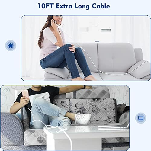 Apple MFi Certified 10 ft Lightning Charger Cable – Dual Pack Fast Charging Cords with USB Wall Adapters for i Phone 14/13/12/11 Pro Max/SE/i Pad – Ultimate Convenience & Speed for All Lightning Devices
