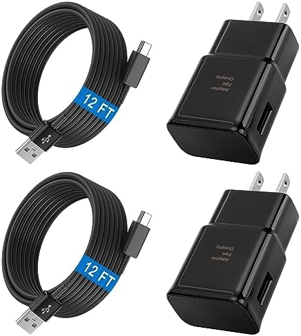 Ultra-Fast Charging 12 FT USB C Cable for Samsung Galaxy – Dual Pack Type C Charger Cord for S10/S9/S8/S23/S21 Ultra/Note Series – Enhanced Durability and Flexibility for Efficient Power Delivery
