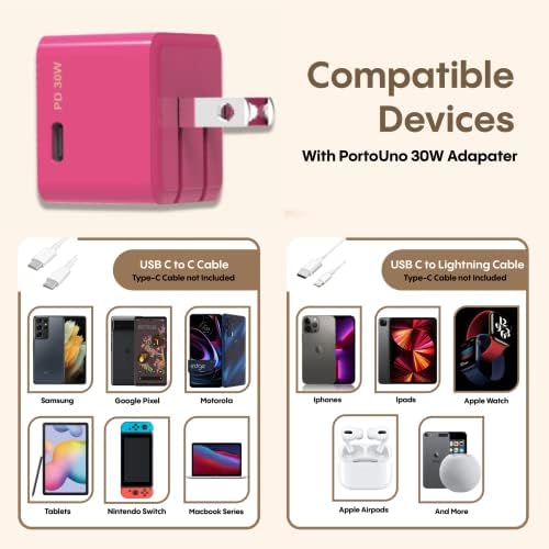 Rapid X Porto Uno USB-C 30 W PD Power Adapter – Compact Fast Wall Charger for i Phone 15, i Pad Pro, Samsung & More – Foldable Design with Side Port for Easy Travel – Enhanced Speed & Universal Compatibility in Sleek Teal Finish