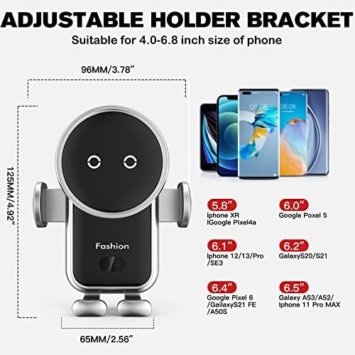 15 W Fast Wireless Car Charger with Auto-Clamping Mount – Effortless Air Vent Holder for i Phone 14/13/12/11/Pro/Xr/Xs/X/8 and Samsung S22/S21/S20 – Sleek Black Design for Enhanced Compatibility and Safety on the Go