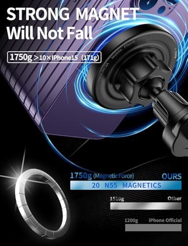 Revolutionary Mag Safe Wireless Car Charger with LED RGB Lighting – 3-in-1 Magnetic Phone Holder for i Phone 12 through 16 Series – Fast Charging, Enhanced Security, and Stylish Design for Safe Hands-Free Driving – Perfect Gift for Tech Enthusiasts and Daily Commuters