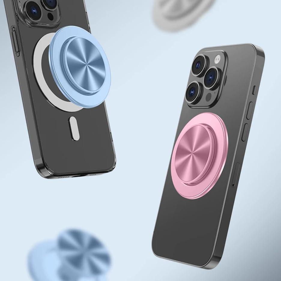 Ultimate Sleek Gray Magnetic Phone Grip & Kickstand – Enhanced One-Handed Use for Mag Safe, i Phone & Samsung Devices with Universal Adapter – Ergonomic Design for Secure Hold & Effortless Hands-Free Viewing