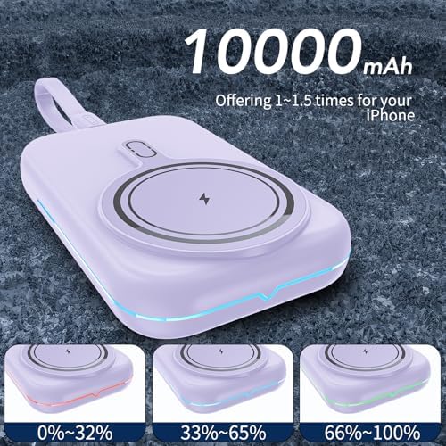 HUOTO 10000 m Ah Magnetic Power Bank – Ultimate Fast Charging Solution for i Phone 12-16 Pro Max | Wireless Battery Pack for Hassle-Free Travel & Everyday Use | Sleek, Compact Design with Enhanced Mag Safe Compatibility