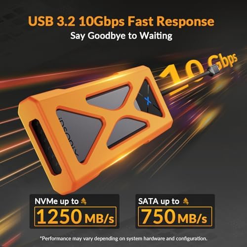 i Dsonix High-Speed M.2 NVMe Enclosure Adapter with Heavy-Duty Protector – 10 Gbps USB C SSD Converter for M.2 PCIe & AHCI SATA – Ultimate Portable Storage Solution with Enhanced Durability and Rapid Data Transfer Efficiency