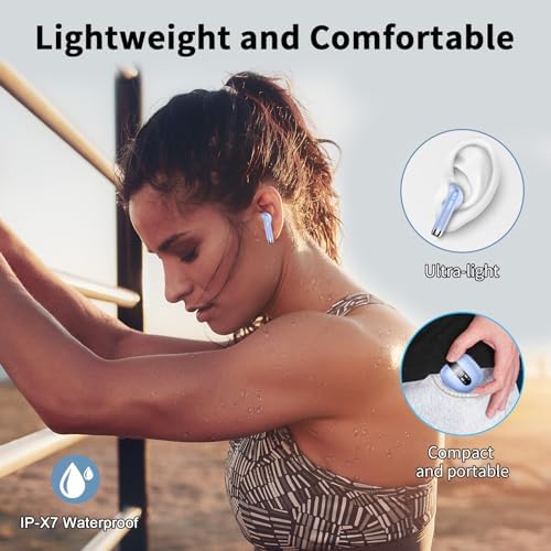 Cutting-Edge Bluetooth 5.4 Wireless Earbuds with 30-Hour Battery Life – Advanced ENC Noise Cancellation for Crystal-Clear Calls, IP7 Waterproof Protection, and Immersive 3 D Bass Audio – Sleek Dark Blue Design Perfect for Music Aficionados and Professionals – Includes LED Charging Case for Effortless Convenience and Compatibility with Android & i OS Devices