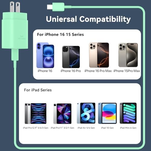 30 W USB-C Fast Charging Block with 10 FT Type C Cable – Ultimate Charging Solution for i Phone 16/15 Series and Beyond – Compact, High-Efficiency Power Adapter for Home and Travel Use – Safe and Reliable Device Charging