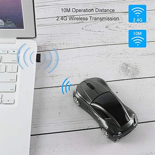 Sleek Yellow Wireless Car Mouse – Cool Sports Car Design for Enhanced Precision with 1600 DPI Optical Technology | Lightweight & Portable USB Receiver Mouse for Laptops, PCs, and Travel | Perfect Gift for Tech Lovers and Professionals