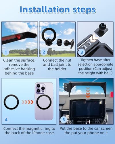 Upgrade Your Toyota Tundra or Sequoia Driving Experience with the 360° Rotating Mag Safe Phone Holder – Premium Dashboard Mount Designed for 2020-2025 Models, Ensures Safety, Accessibility, and Sleek Aesthetics Without Air Vent Obstruction