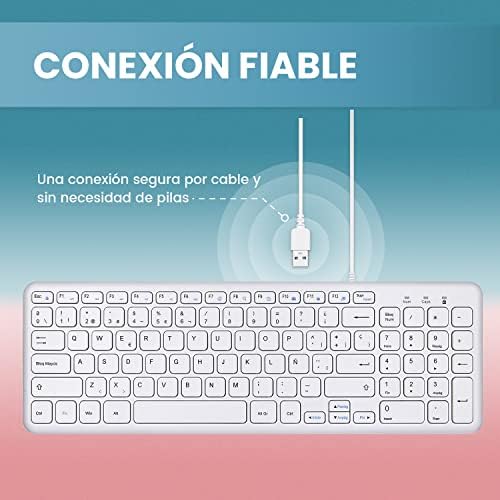Whisper-Quiet Perixx PERIBOARD-213 W USB Scissor Keyboard – Compact Spanish QWERTY with Numeric Keypad for Enhanced Productivity – Perfect for Home and Office Use